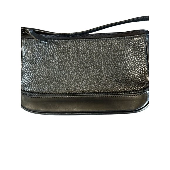 Brighton Black Leather Shoulder Bag 9" x 5" Turquoise Accent Medallion Croc Trim - Picture 7 of 8